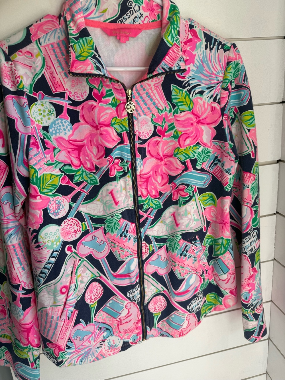 Lilly Pulitzer Pink, Navy & Green Floral Bomber Jacket